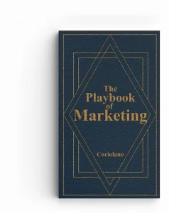 Portada de 'The Playbook of Marketing', una guía completa de Coriolano para estrategias de marketing digital.